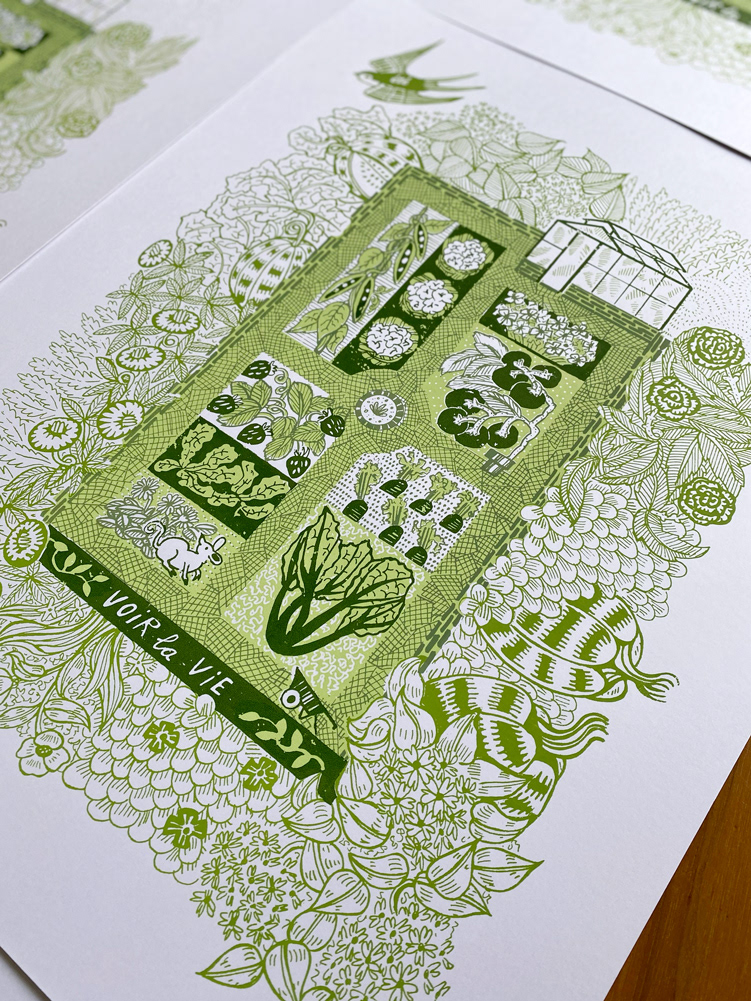 original summer garden screen print