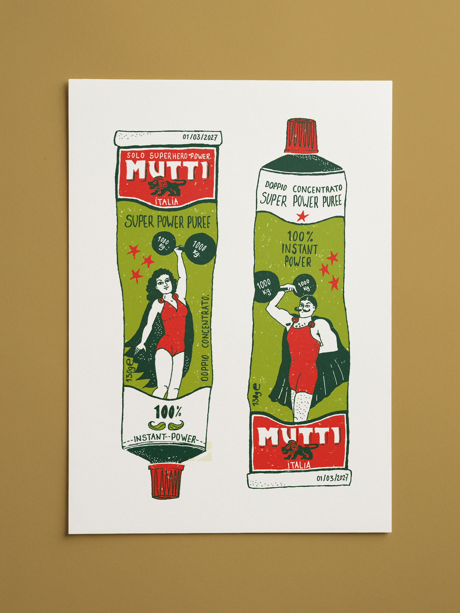 Mutti Super Power Puree Screen Print - 30 x 40 cm screen print on 400 grams paper