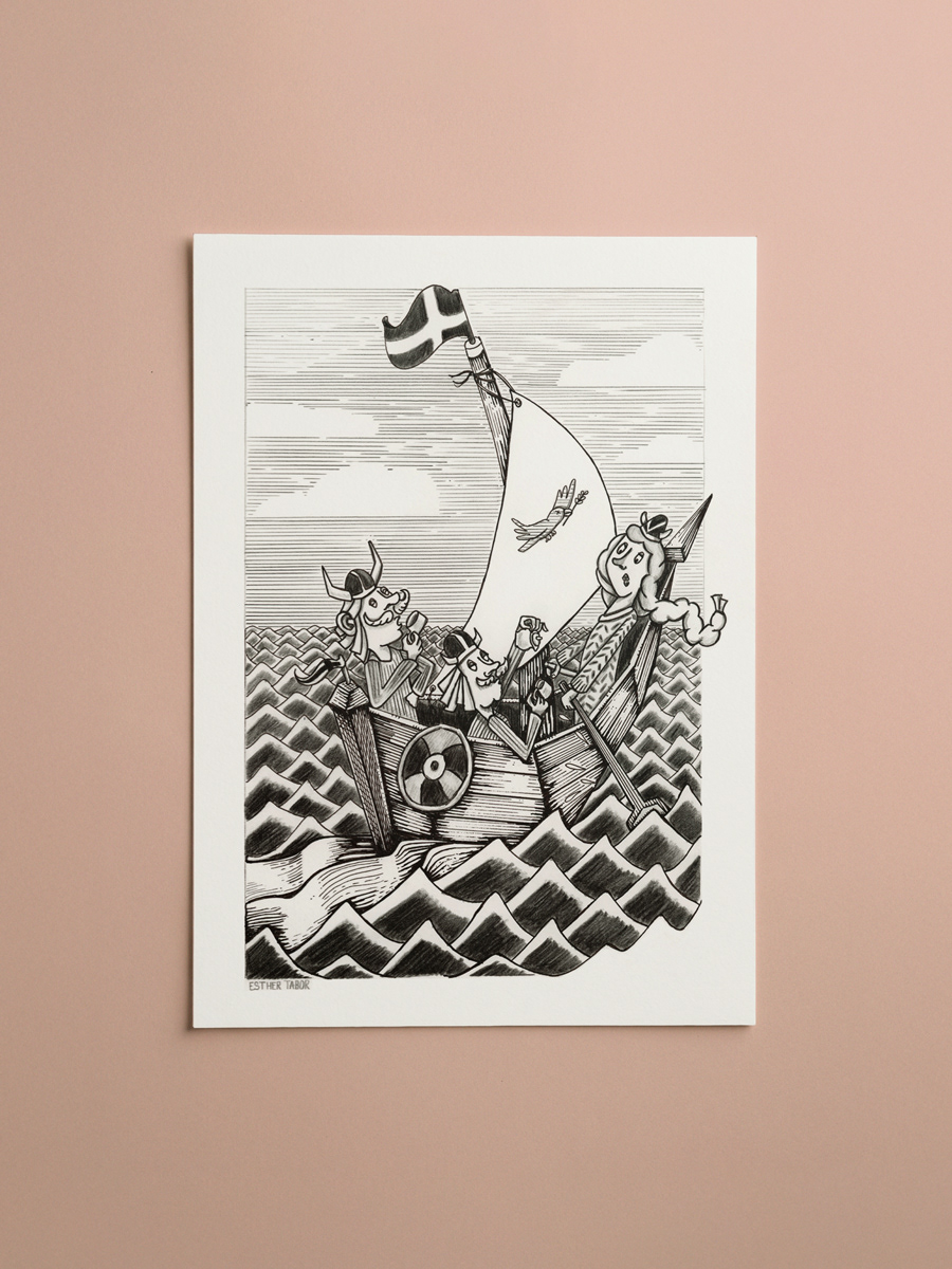 Historical 4pm Tea Time Original Drawing - A4 original illustration in ink and pencil on 250 gsm paper