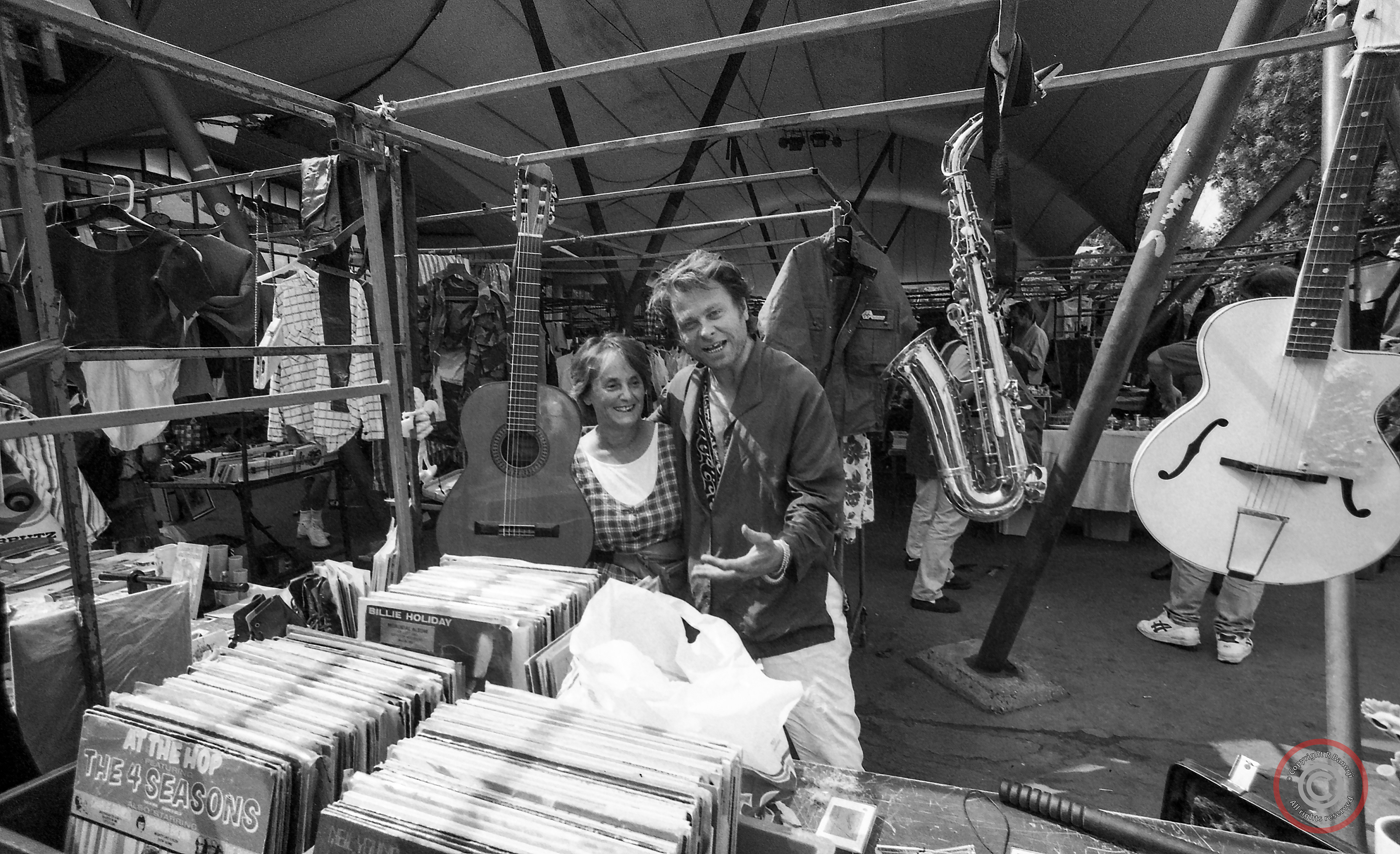 Banter at the music stall, Notting Hill