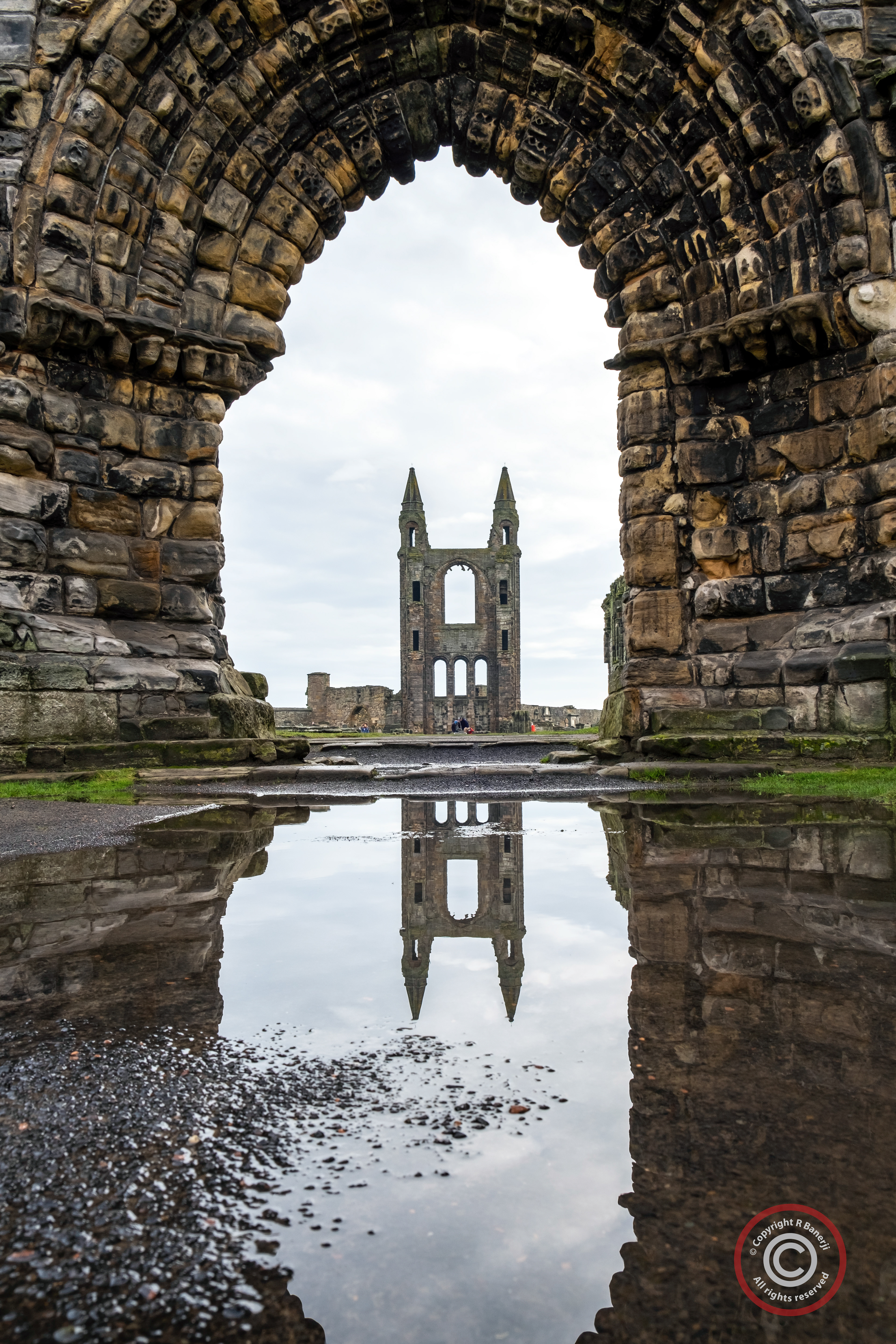 The ruins of St Rule’s church and cathedral at St Andrews, Scotland
