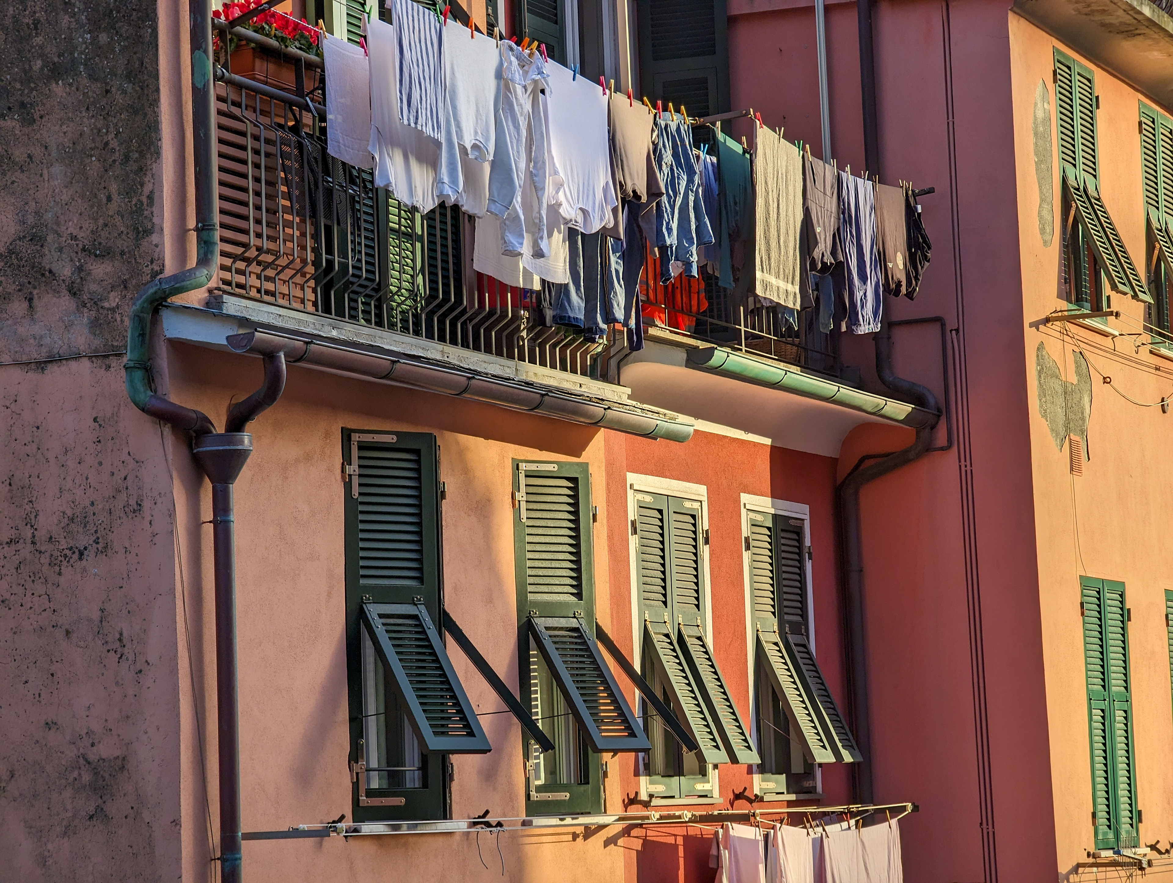 Washing hanging out to dry, Vernazza, Italy