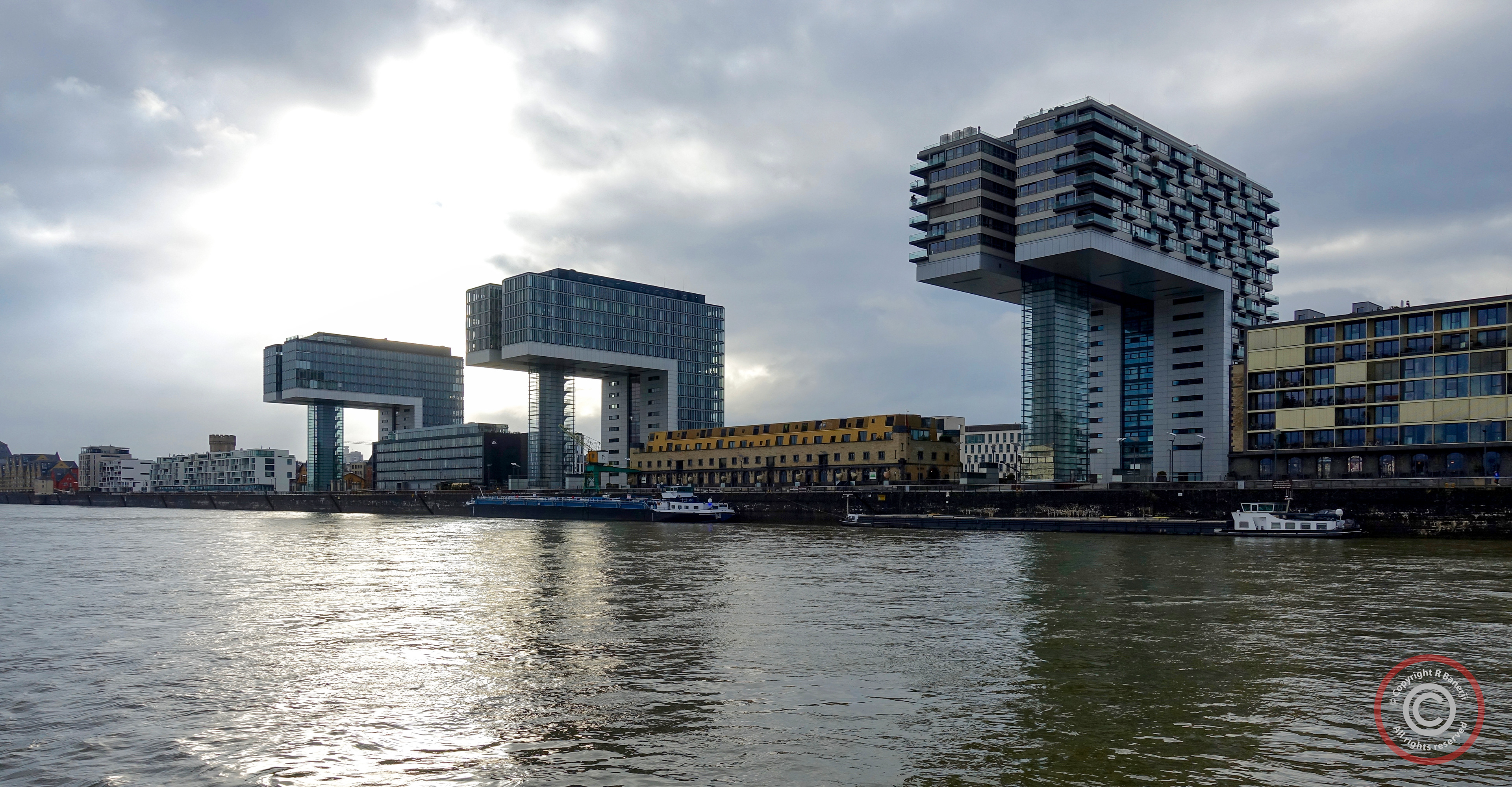 Kranhauser riverside buildings, Cologne, Germany