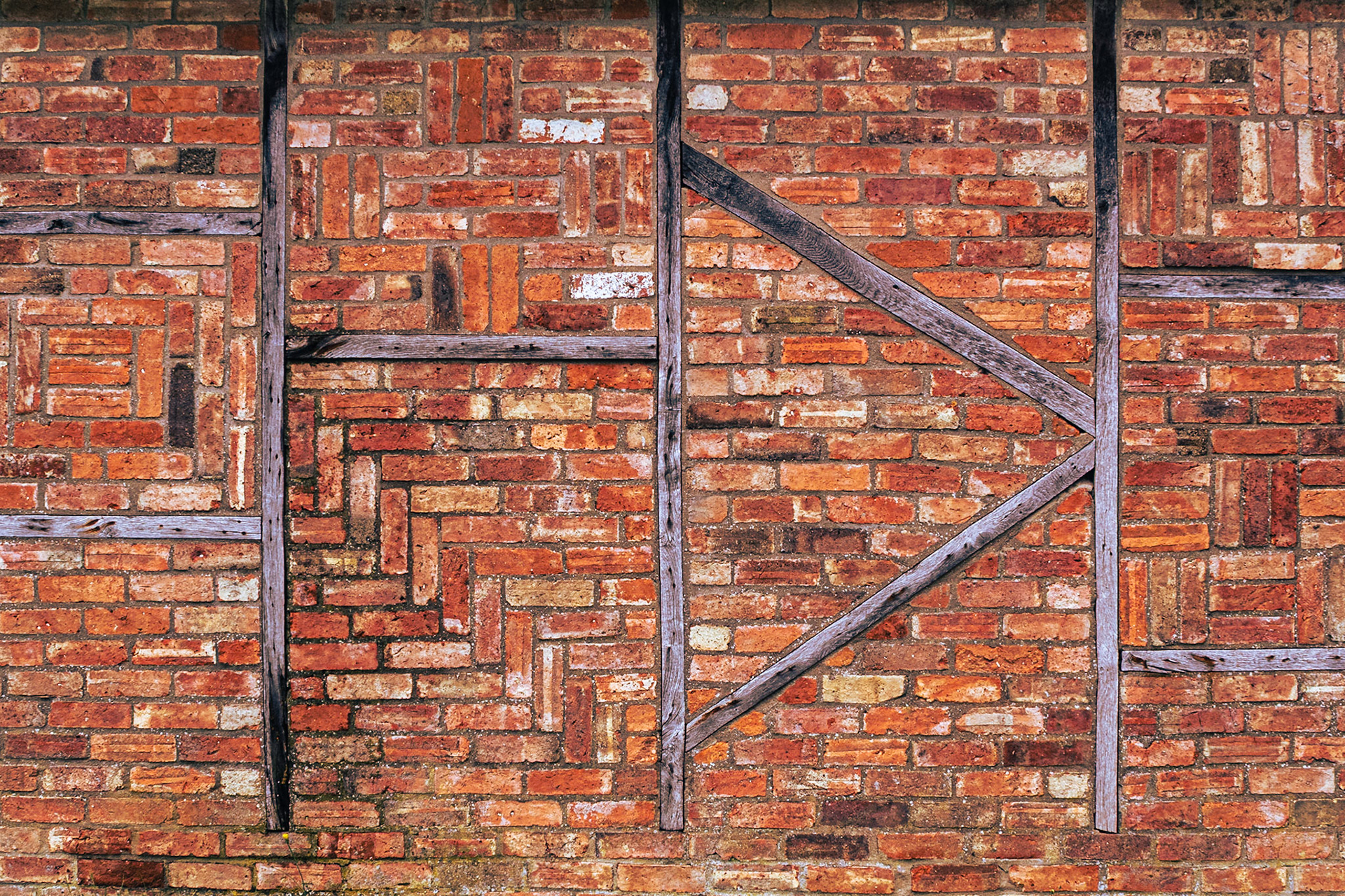 Going to the Wall: The multi-coloured bricks and textures of an old wall. Landscape. Colour. Printed on Hahnemühle Torchon.
