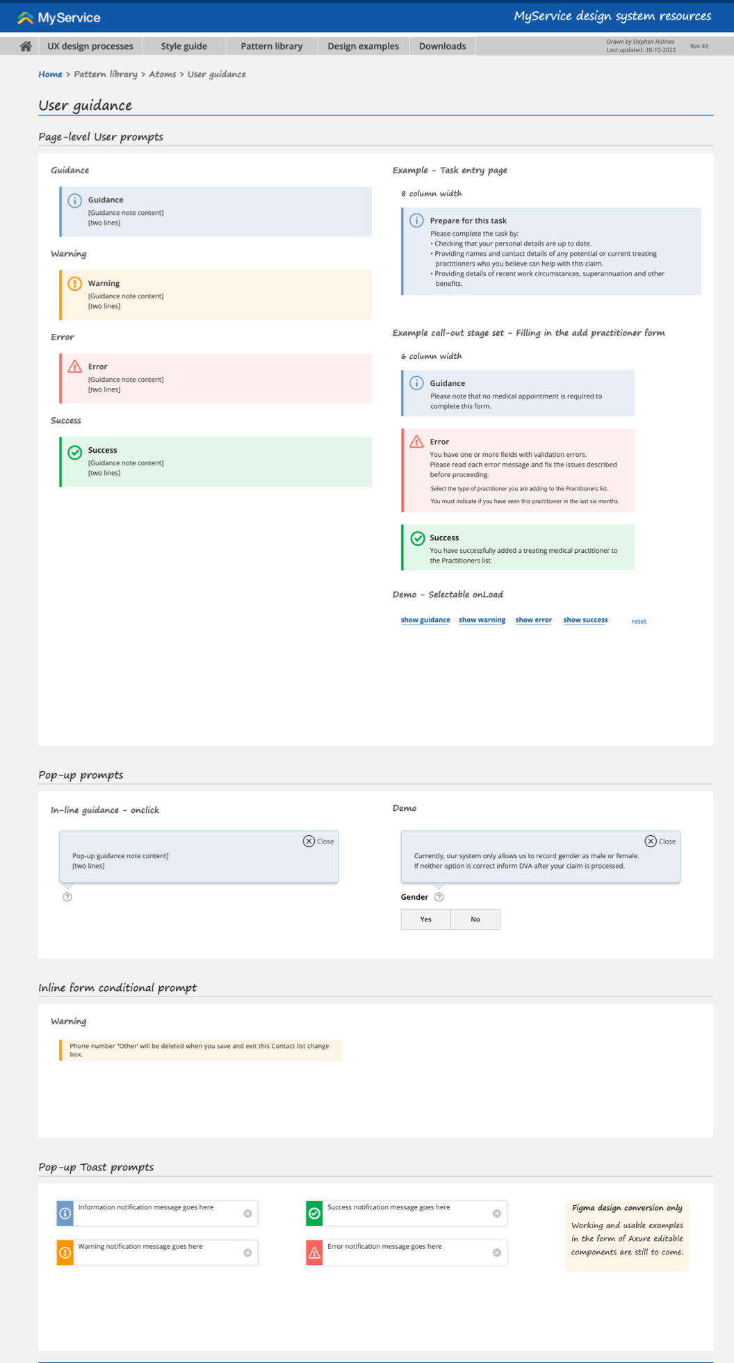 Inline user guidance