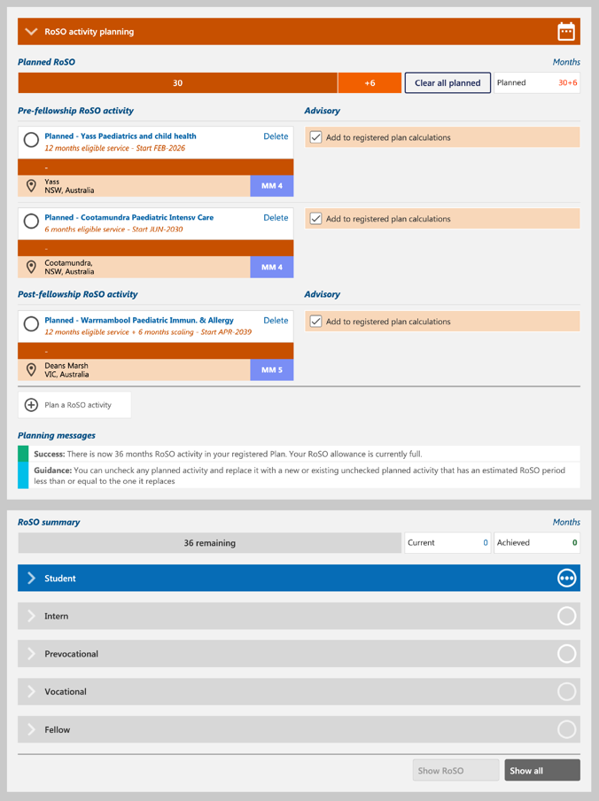 BRoSS - Planning UI with a full activity plan