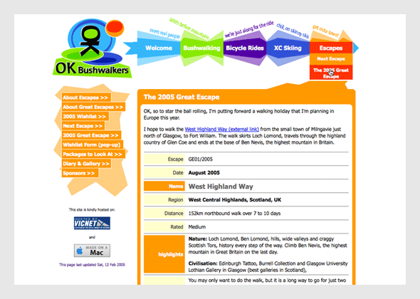 OK Bushwalkers - Event booking page