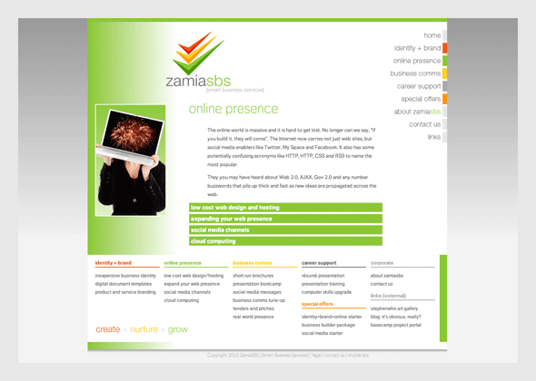ZamiaSBS, offerings page