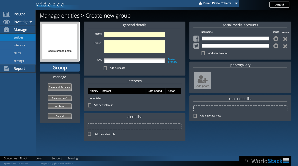 Providence UI - Manage entity - Create new group
