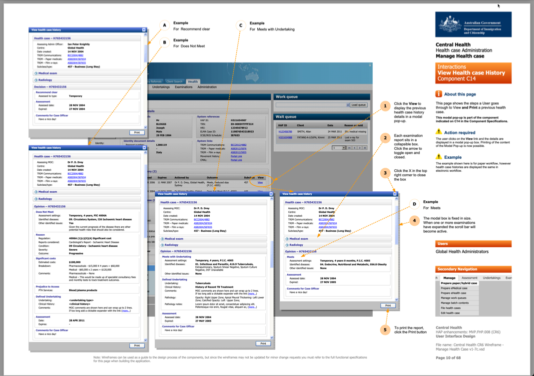 eMedical - Manage Case - more info pop-ups