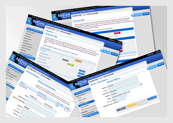 Biographical data collection UI