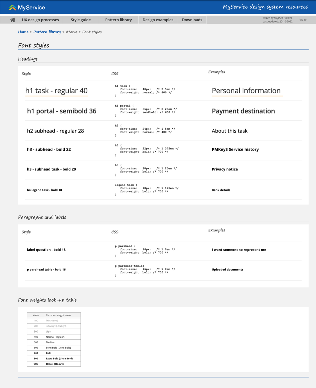 MyService Design System - Headings