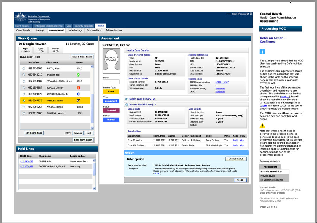 eMedical - Visa applicant page