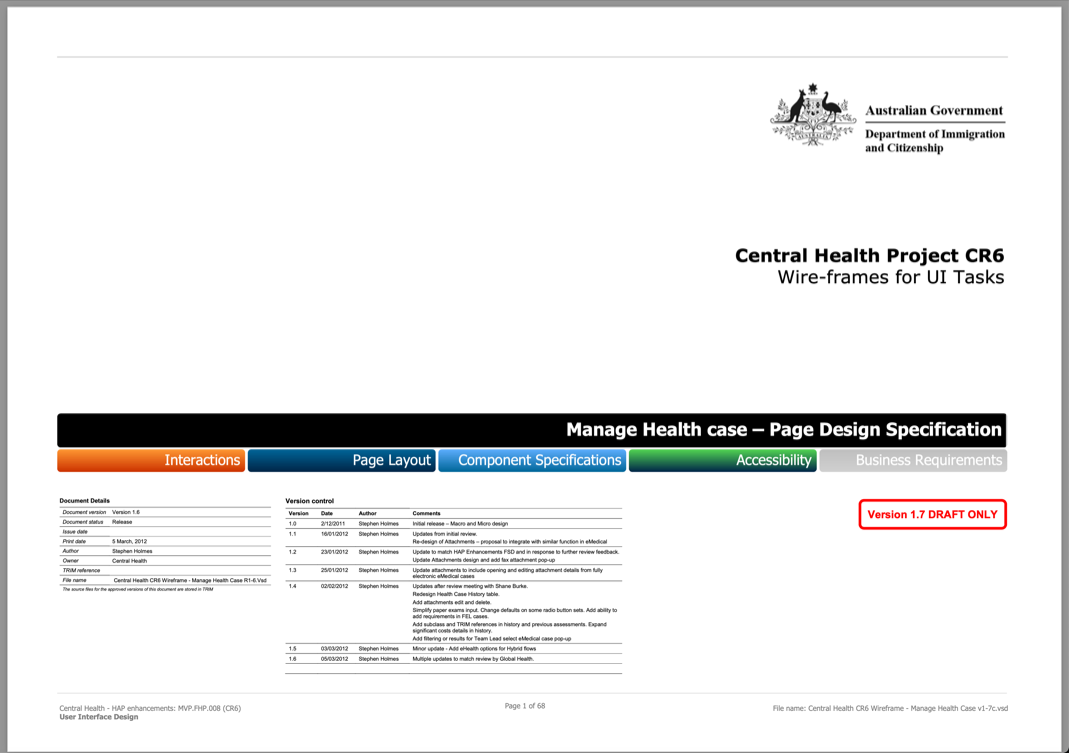 Manage Case specifications