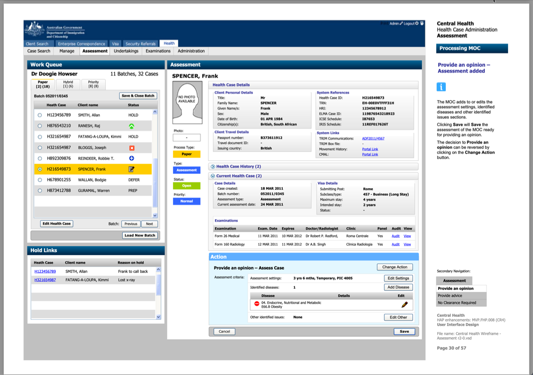 eMedical - Visa applicant page