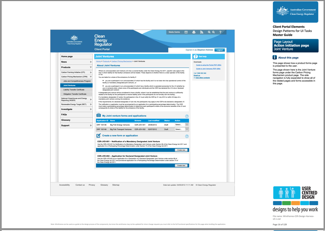 CER - Client Portal - Action initiation page
