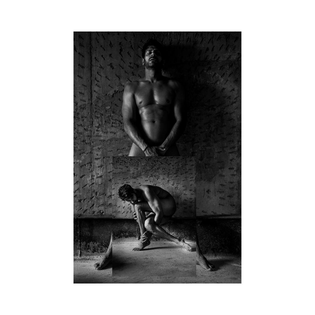 "A Moment In Mediation" Mental Health Awareness Photography Series Featuring Karan Veer Mehra. Nude Male Photography by Portfolio Photographers Judhajit Bagchi & Ranadeep Bhattacharyya