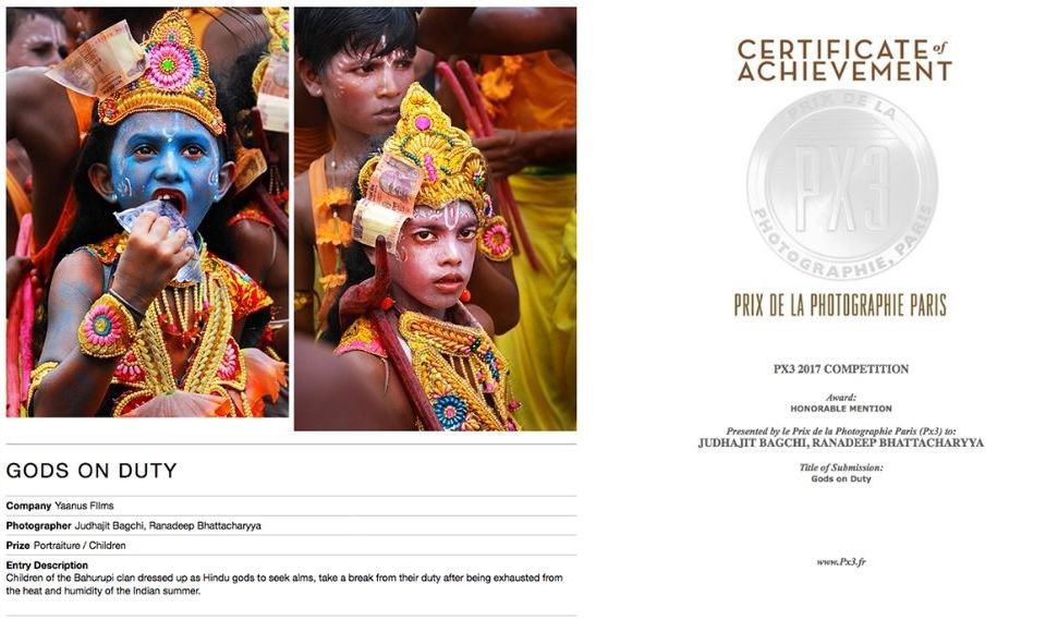 Prix De La Photographie Paris PX3 Award to Judhajit Bagchi & Ranadeep Bhattacharyya Yaanus Films. Portrait Photography - Gods on Duty. Jagannath Rath Yatra Puri.