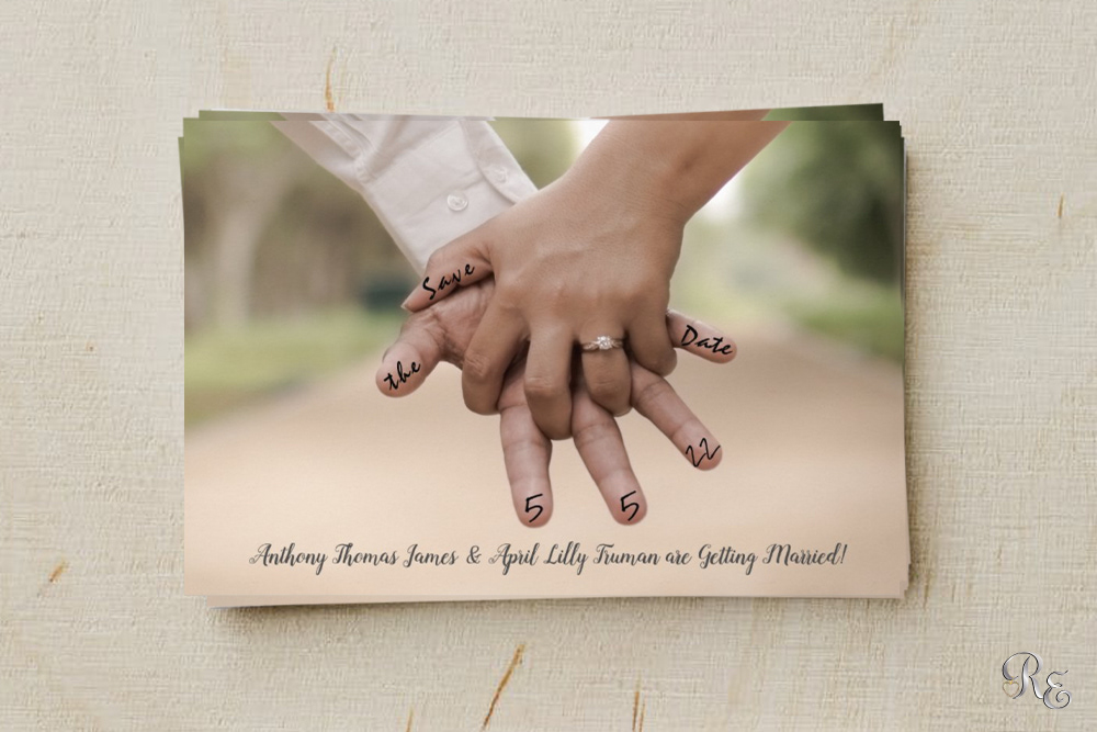 holding hands save the date 