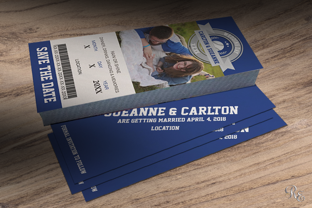 save the date wedding sports tickets