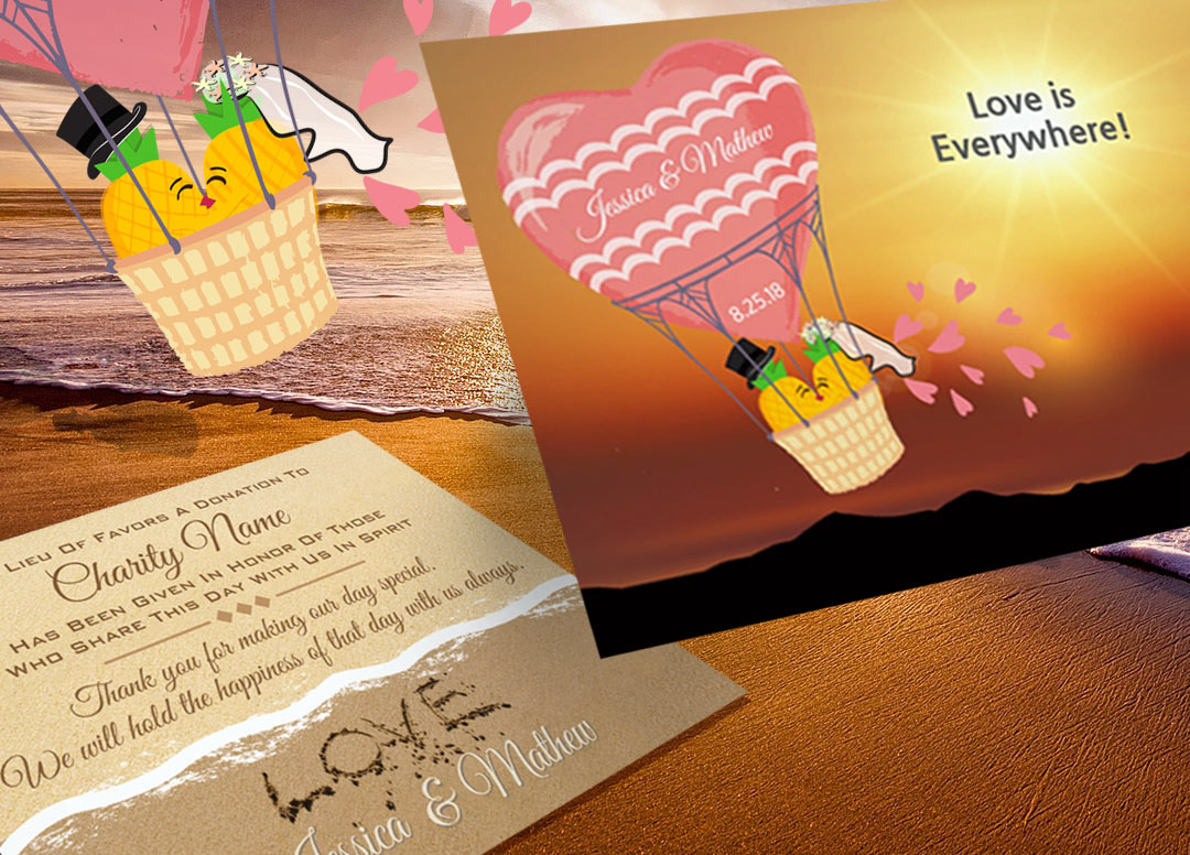 pineapple beach characters air balloon