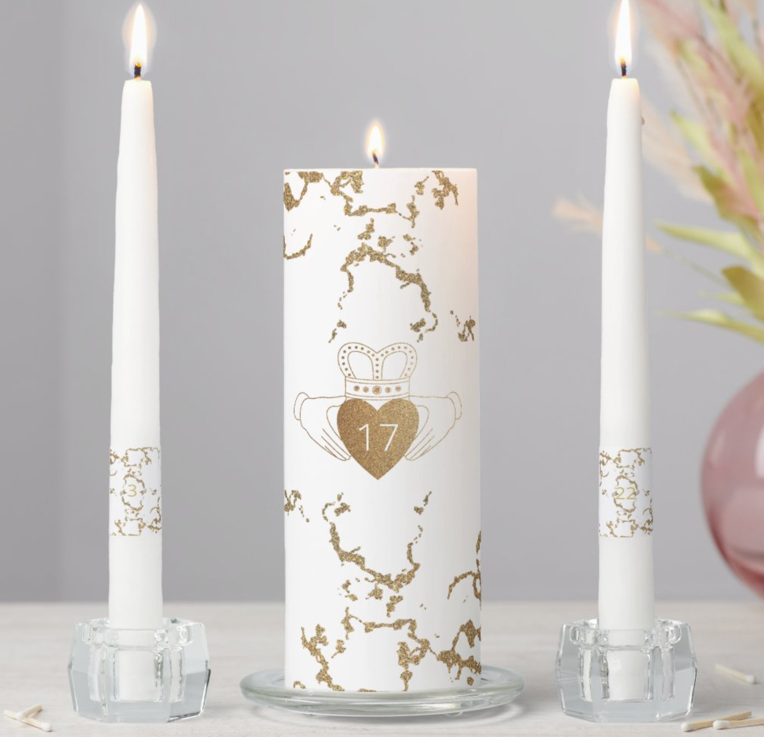 personalize elegant centerpiece candles
