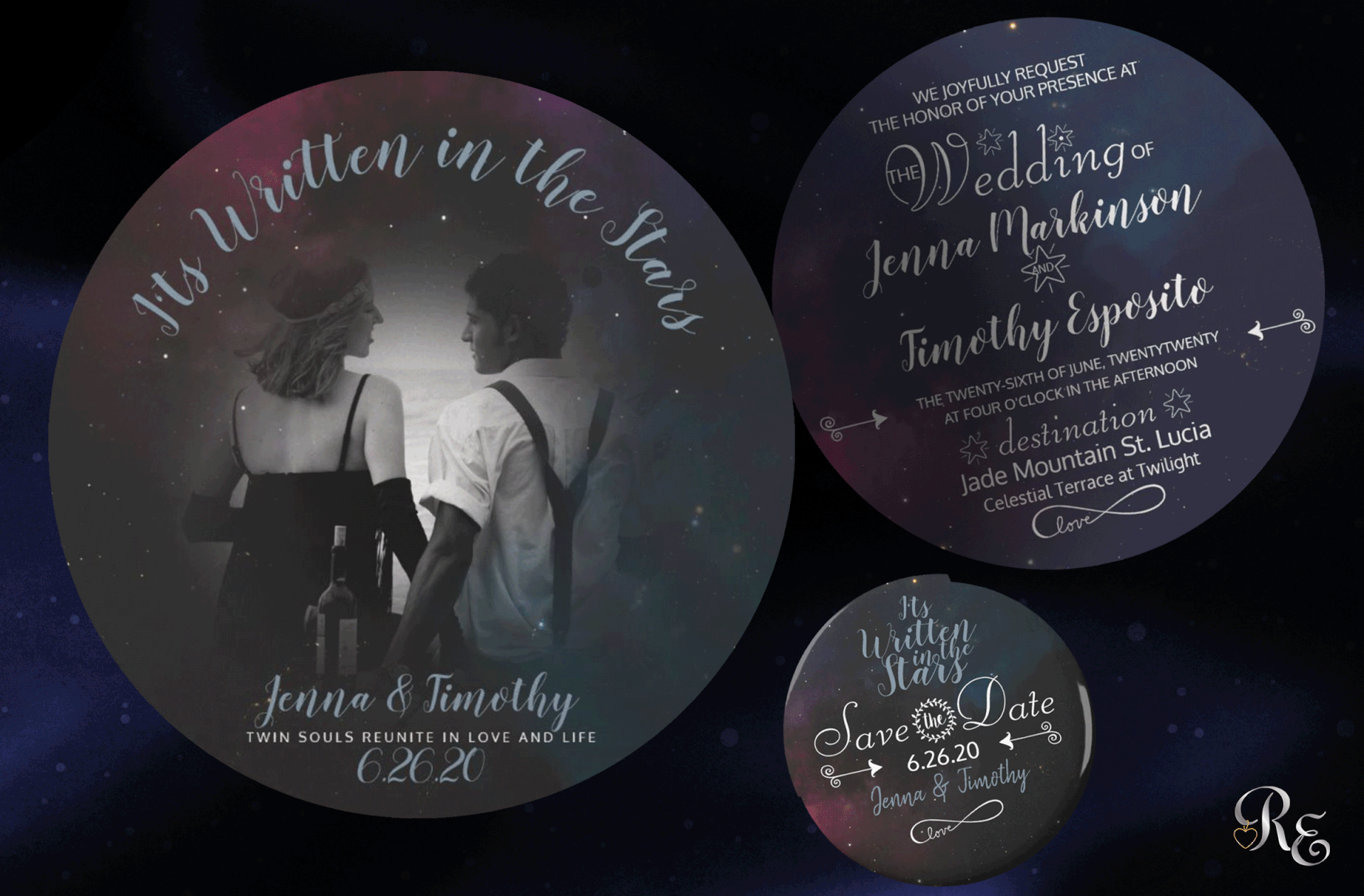 celestial save the date engagement photo
