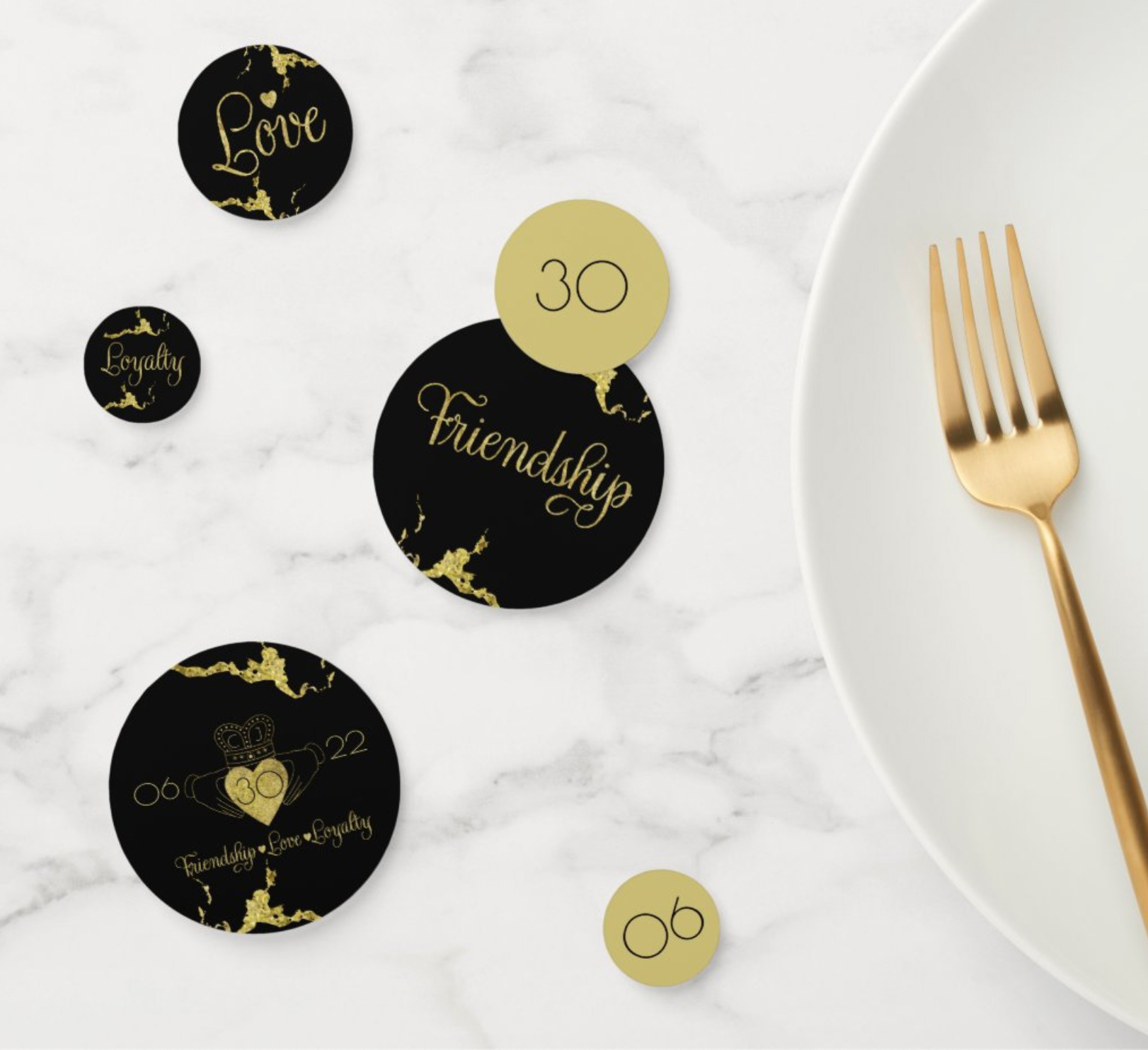 black and gold confetti you can personalize