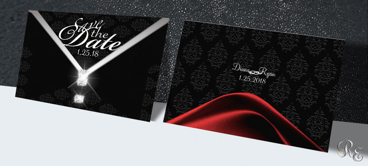 Black Tie Diamond Save the Date Cards