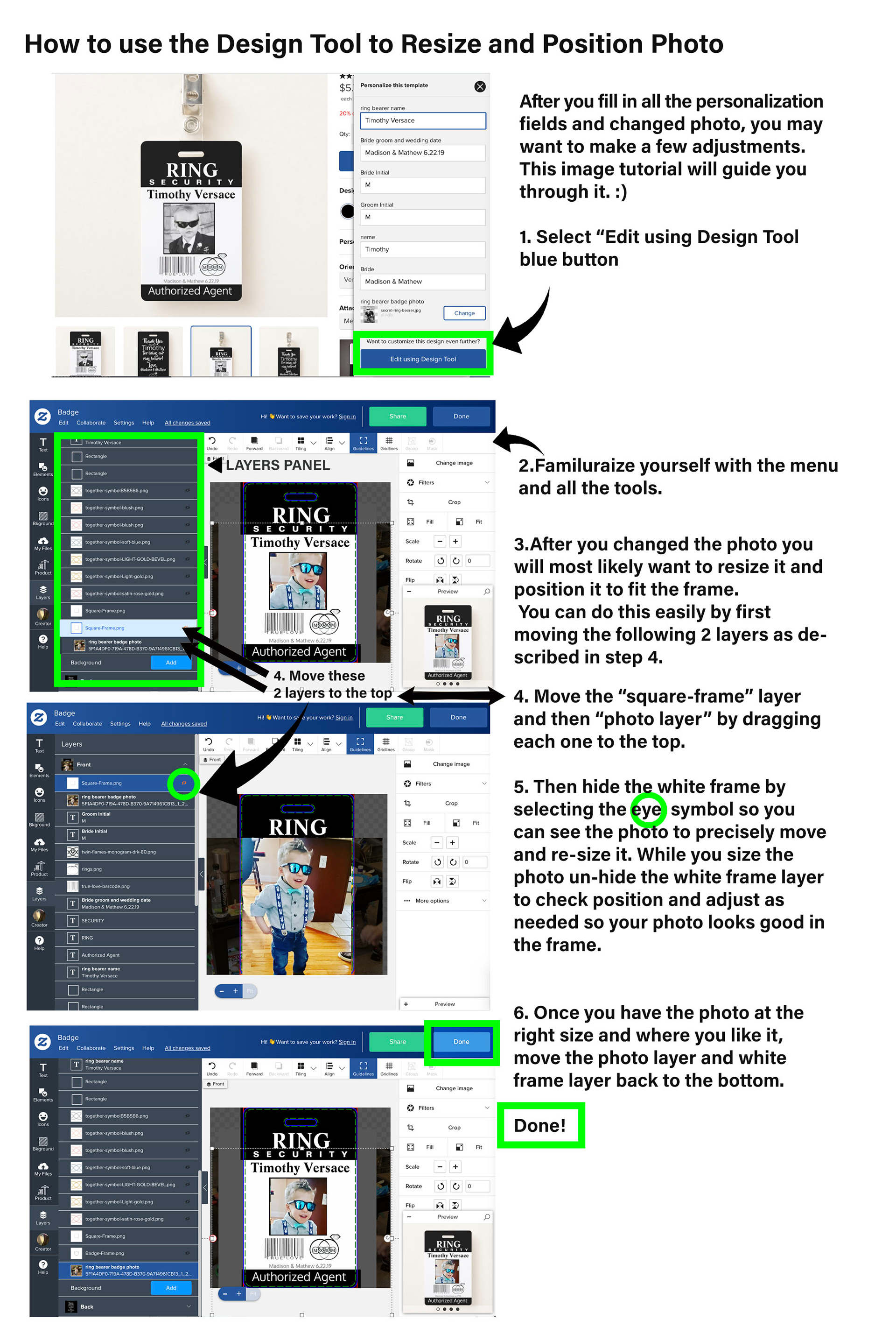 ring security badge personalization directions