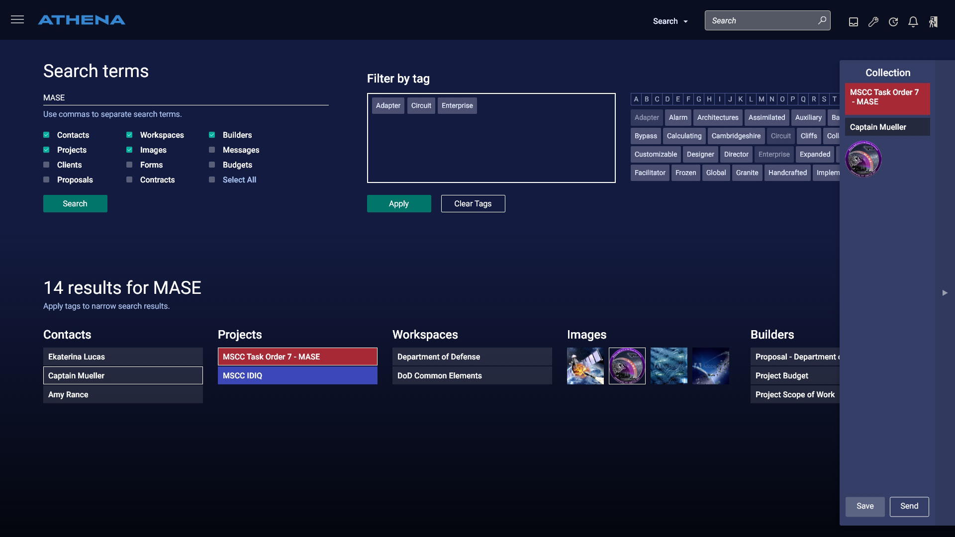 Search and collect artifacts of different database types
