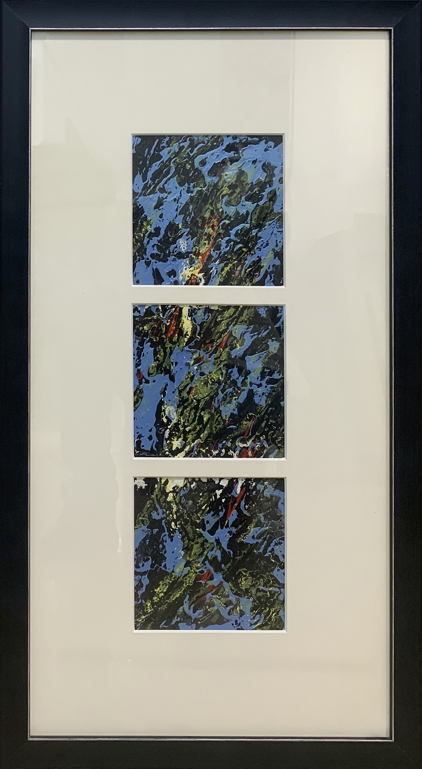 P.Joven - La Notte - opera unica tecnica mista composizione multipla - opera 14x14cm - mis. est. cornice: 40x71cm