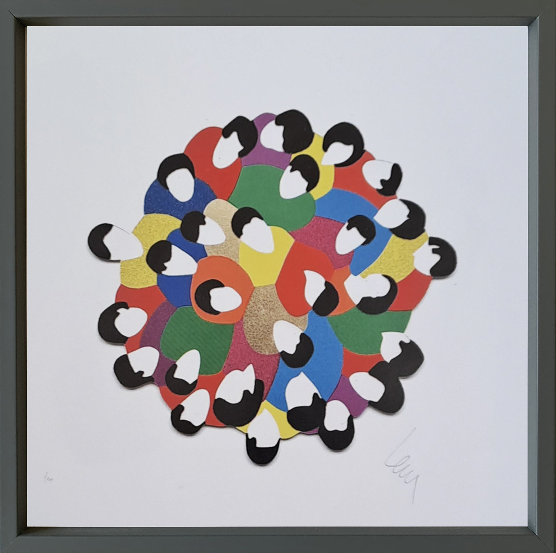 M.Lodola - The Big Hug - serigrafia 40x40cm - mis. est. cornice 42x42cm