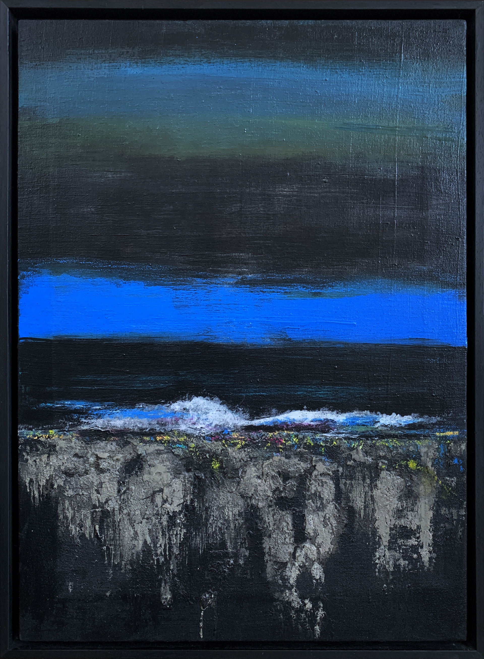 G.Rey - Vent'anni dopo - acrilico smalti e cemento su tela - 50x70cm - mis. est. cornice: 55x76cm