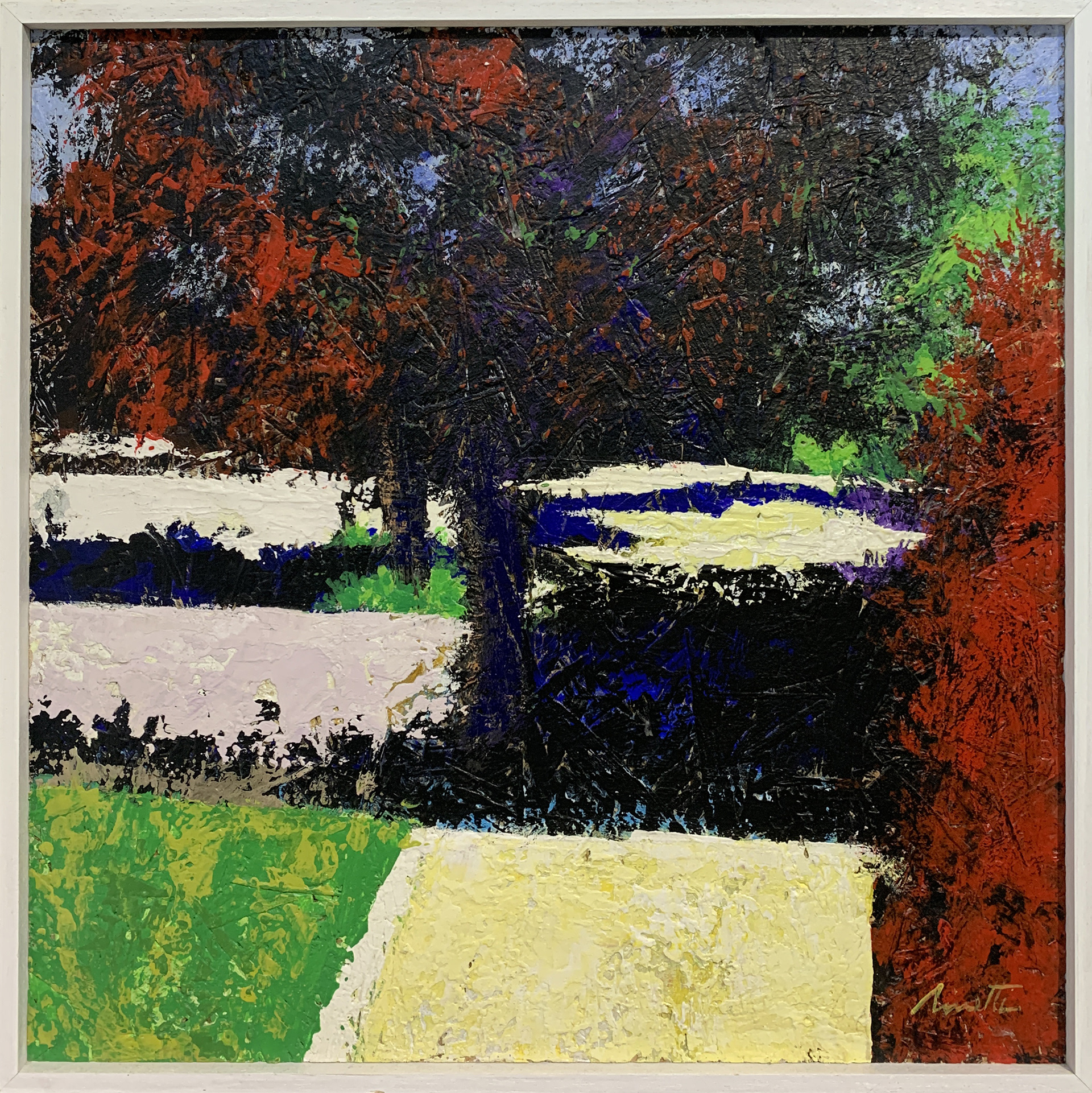 L.Minetti - Olio su tavola - 49x49cm - mis. est. cornice: 52x52cm