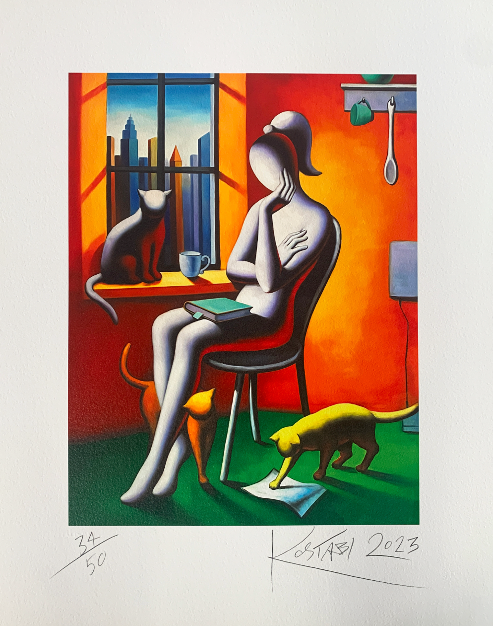 M.Kostabi - Feline Dreams - serigrafia - 70x50cm