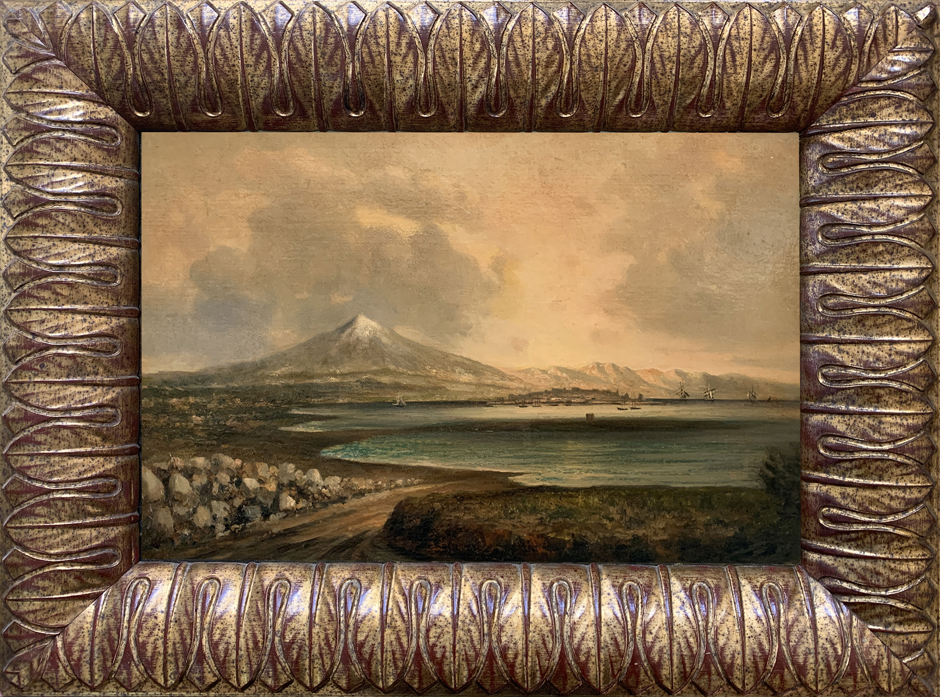 V.Giugliano - Veduta di Siracusa Olio su Tela - 60x40cm - mis. est. cornice: 74x55cm