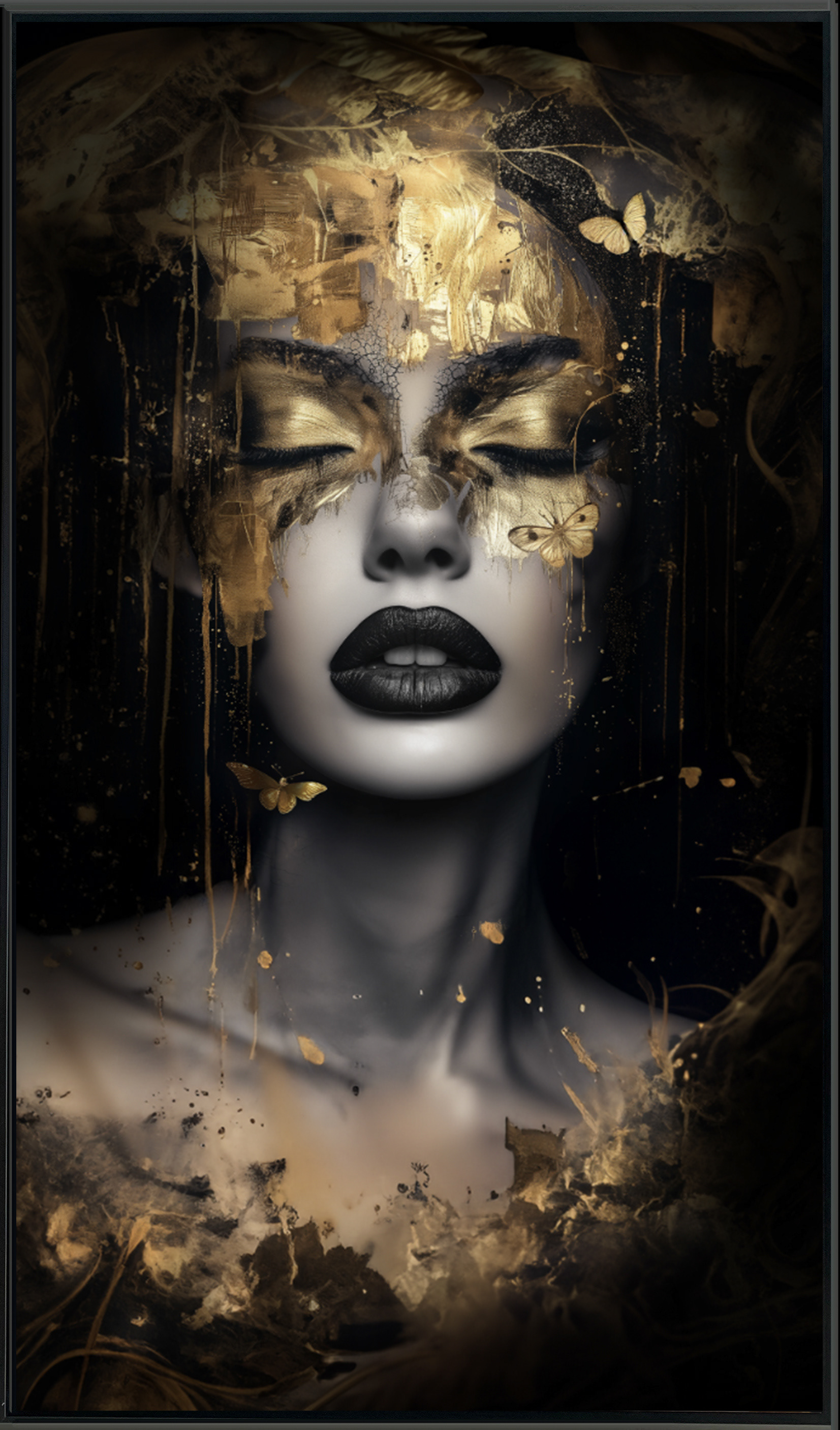 Golden Woman - Serigrafia - 85x150cm - mis. est. cornice 90x155cm 