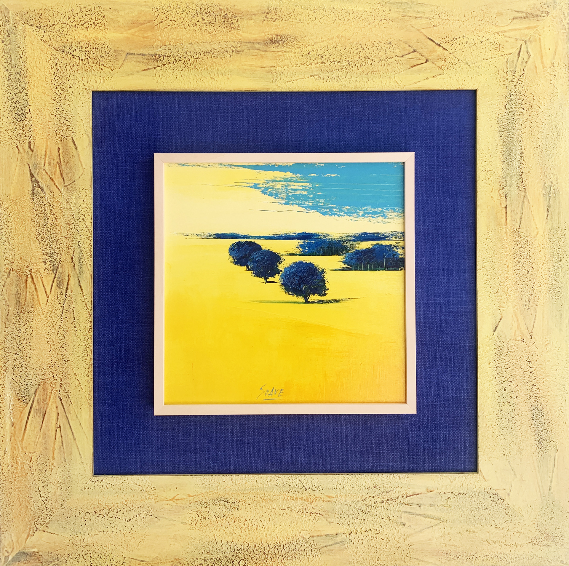 M.Soave - Solare -  Opera Unica su Tavola - 30x30cm - mis. est. cornice: 70x70cm