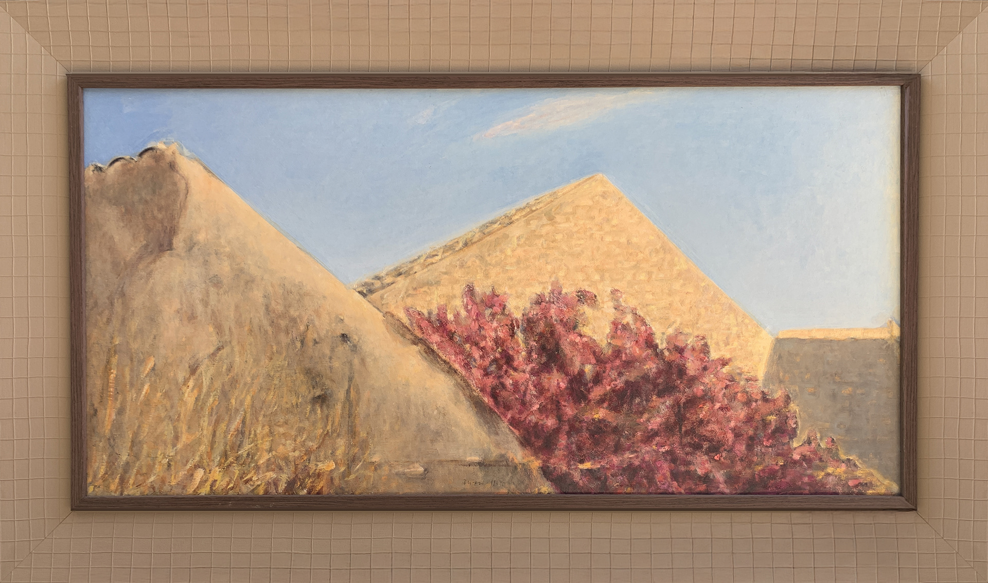 F.Polizzi - Buganville fra le Case - Olio su Tela - 100x50cm - mis. est. cornice: 130x80cm