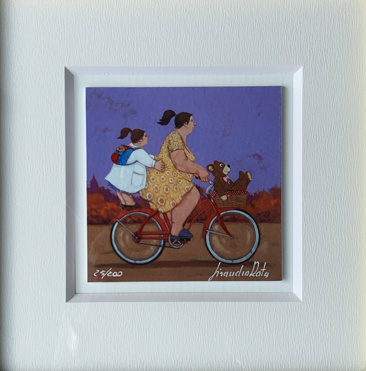 L.Rota - Primo giorno di scuola - Giclée ritoccata a mano 10x10cm - mis. est. cornice 27x27cm