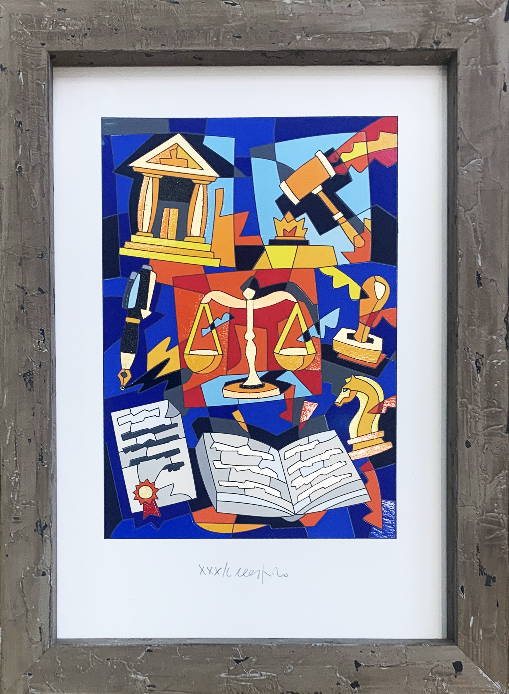 U.Nespolo - Dura lex sed lex - serigrafia 50x35 - mis. est. cornice 65x42cm 