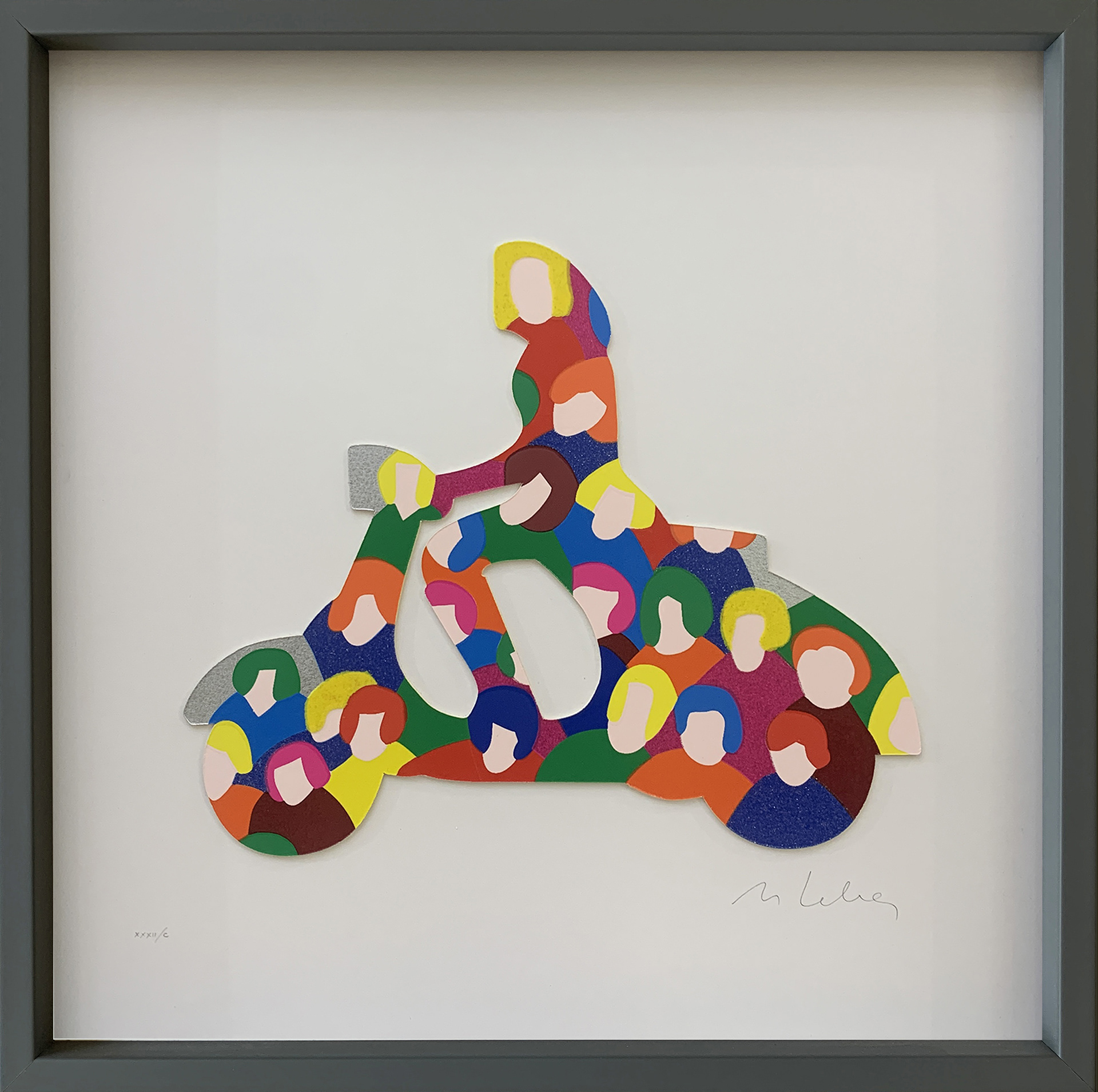 M.Lodola - Vacanza in Vespa - serigrafia 40x40cm - mis. est. cornice 42x42cm 