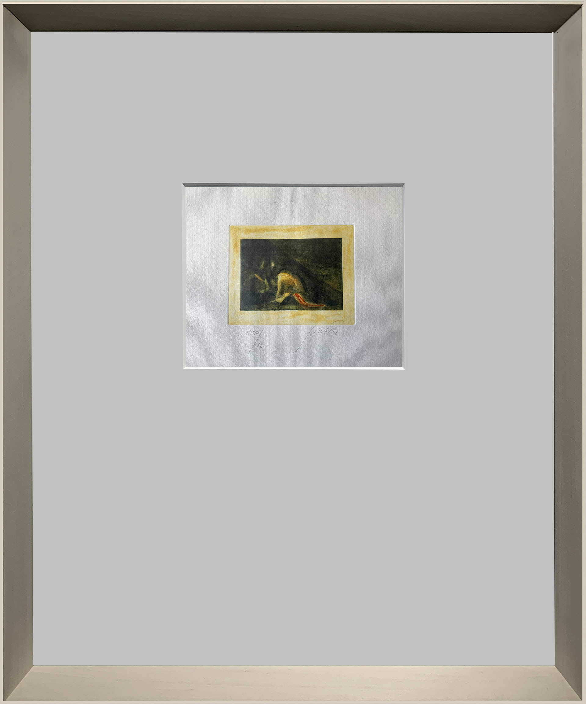 P.Guccione - Ibisco - Acquatinta - 15x10cm - mis. est. cornice: 65x78cm