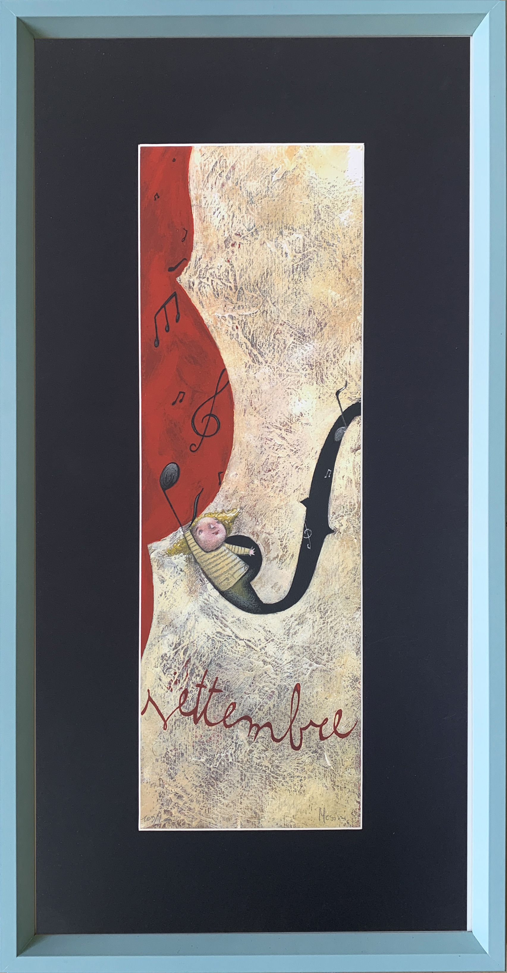 M.Mesini - Settembre - litoserigrafia 15x45cm - mis. est. cornice 31x61cm 