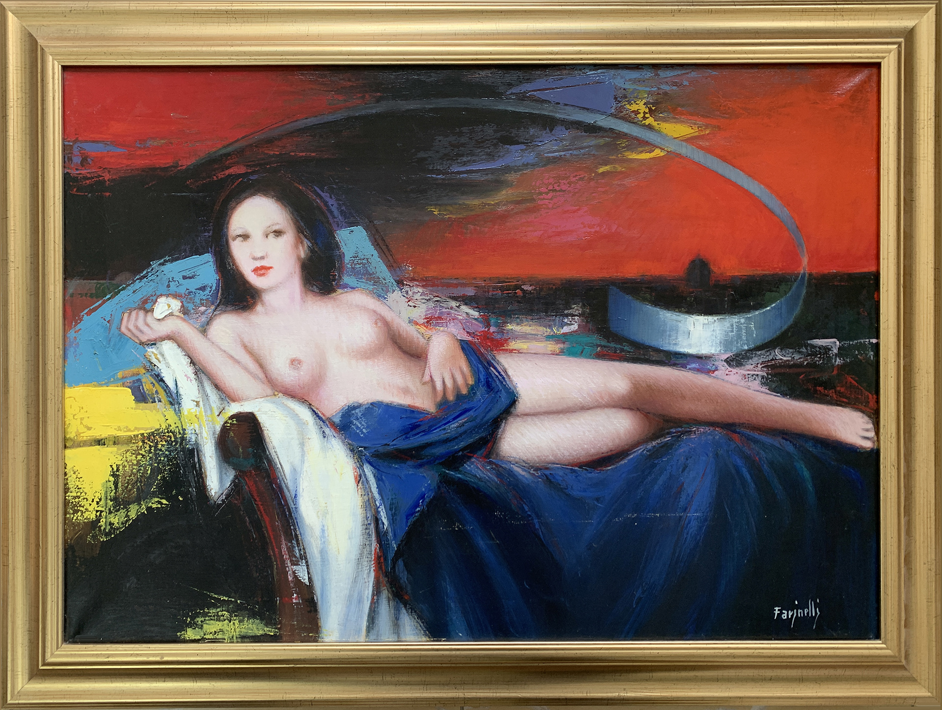 E.Farinelli - Calze Argento - Olio su Tela - 70x50cm - mis. est. cornice: 81x62cm