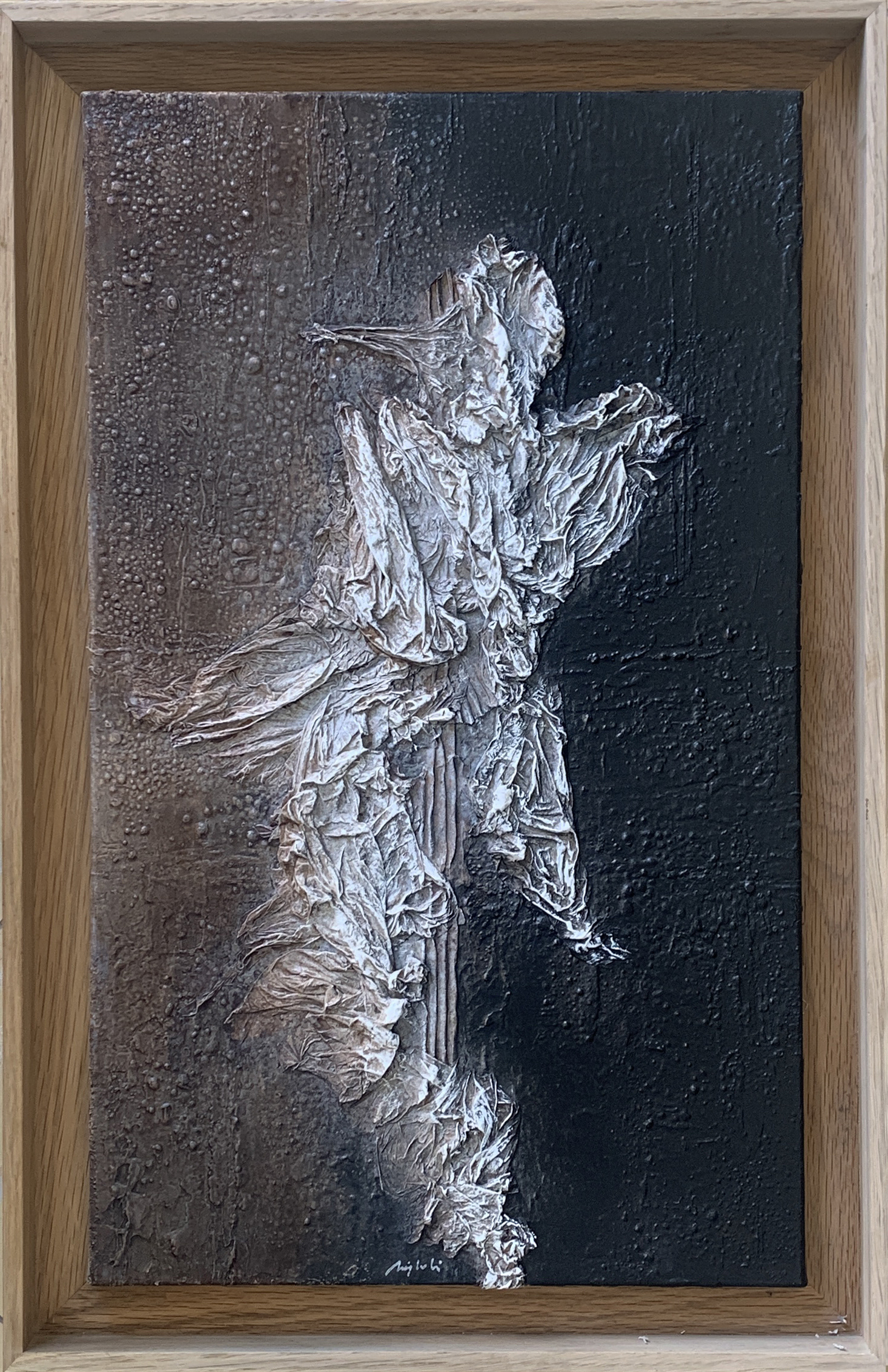 A.Migheli - tecnica mista acrilico e smalto e cellulosa - opera 36x58cm - mis. est. cornice: 43x65cm