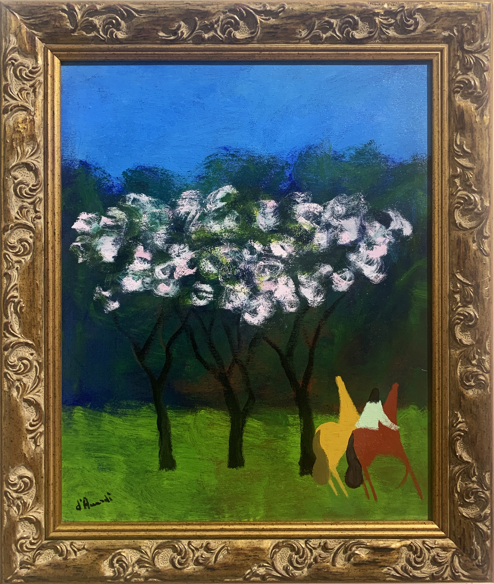 G.R.D'Accardi - Passeggiata nel Bosco - Olio su Tela - 50x40cm - mis. est. cornice:62x51cm