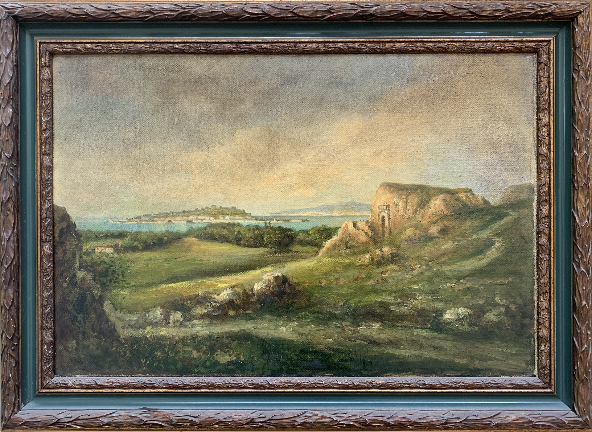 V.Giugliano - Veduta di Siracusa - Olio su Tela - 60x40cm - mis. est. cornice: 74x55cm