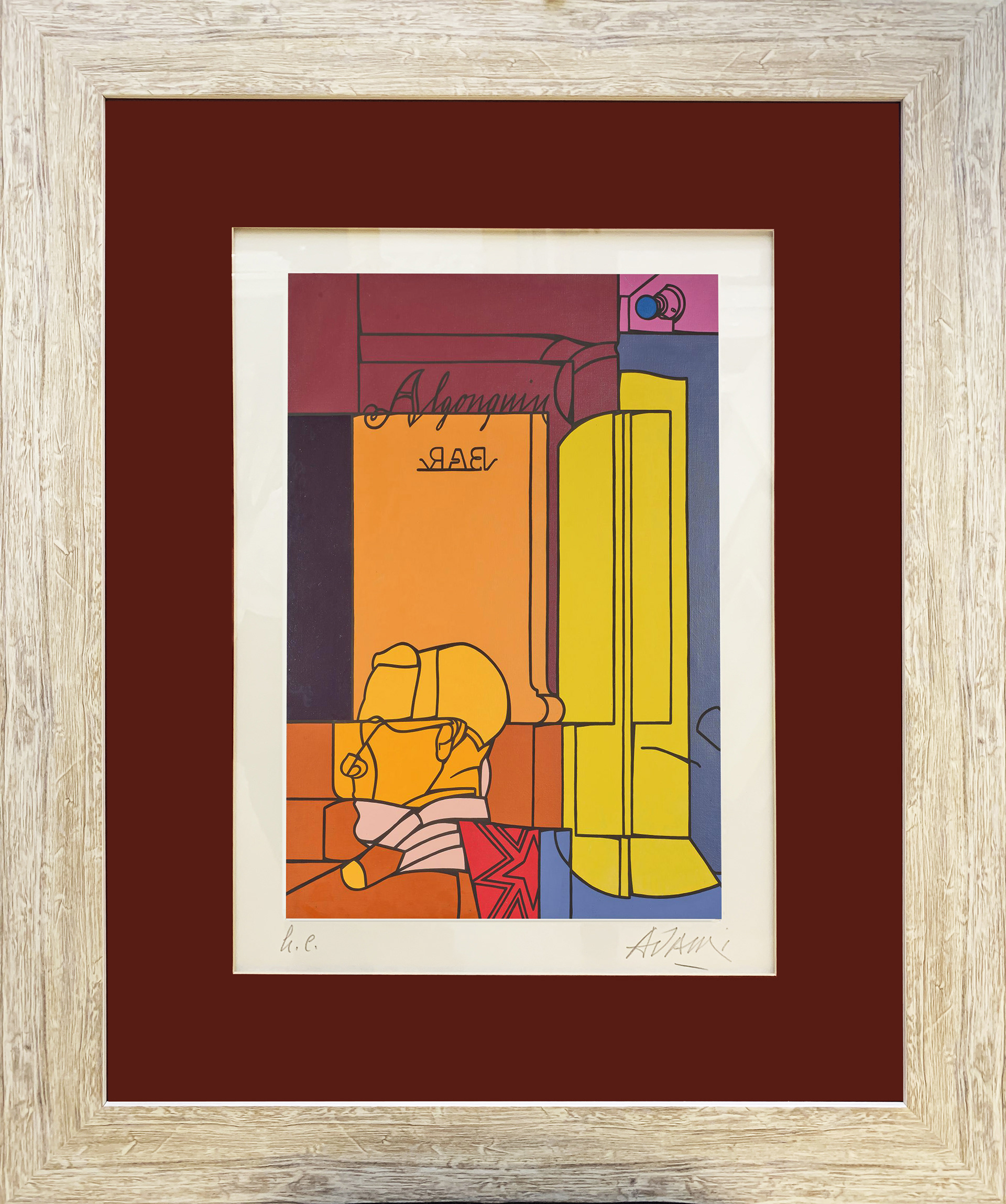 V.Adami - Hôtel Algonquin - serigrafia 32x44cm - mis. est. cornice 57x70cm